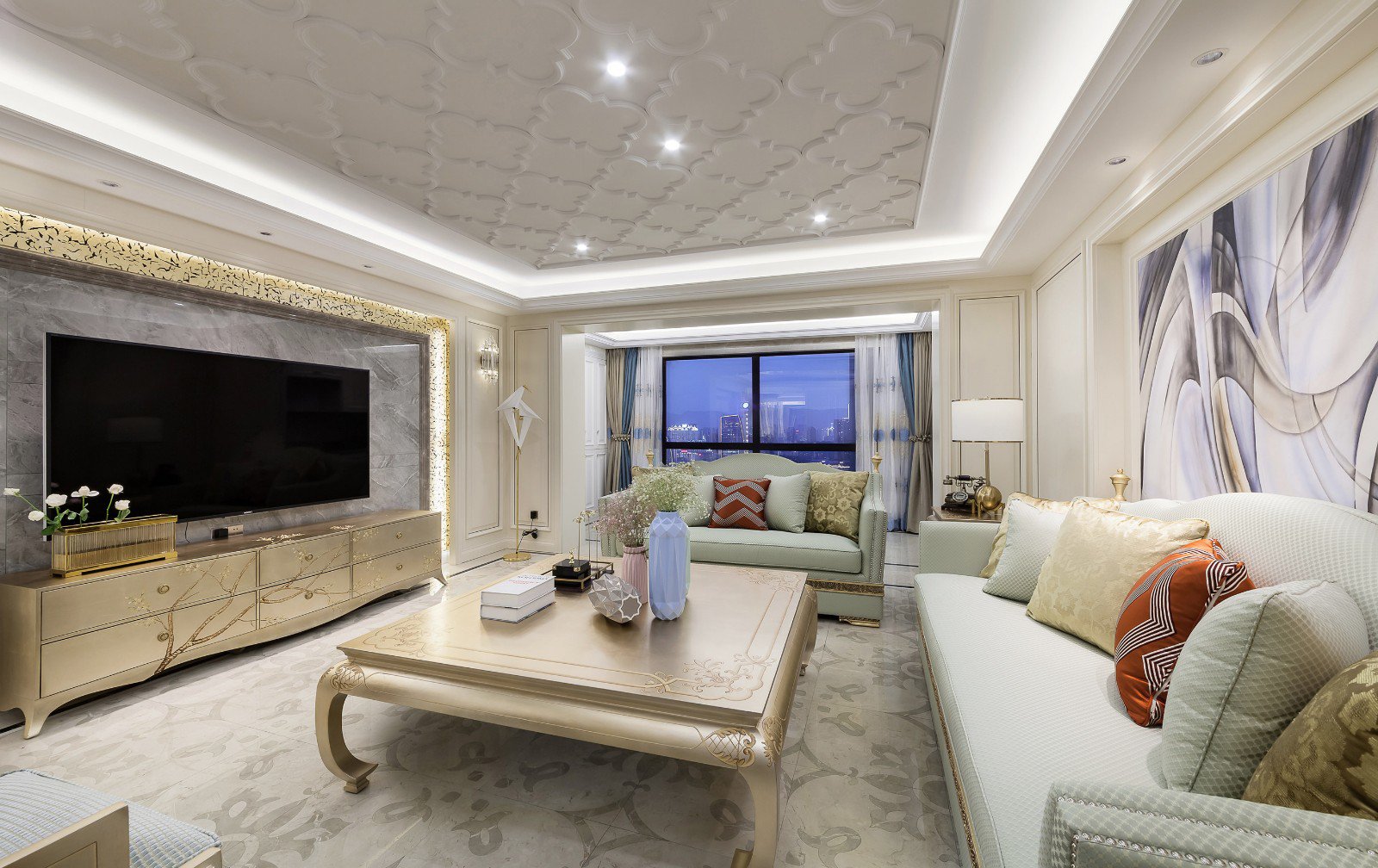 法式風格家裝設計室內(nèi)裝修效果圖-客廳 法式風格家裝設計室內(nèi)裝修效果圖-客廳