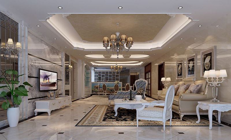 佛山市保利御江南歐式風(fēng)格五居室裝修案例