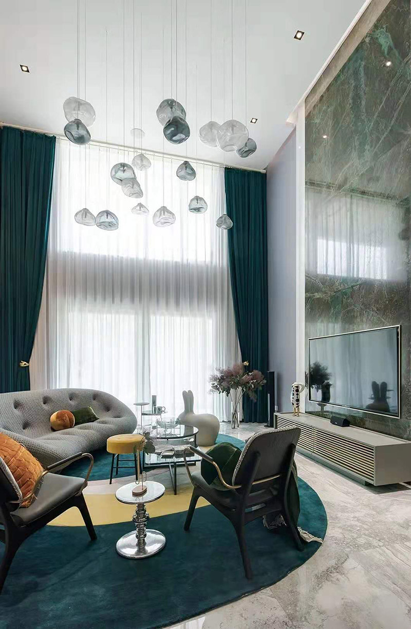 現(xiàn)代前衛(wèi)風格室內(nèi)裝修效果圖-一里洋房復(fù)式樓200平米-客廳沙發(fā)