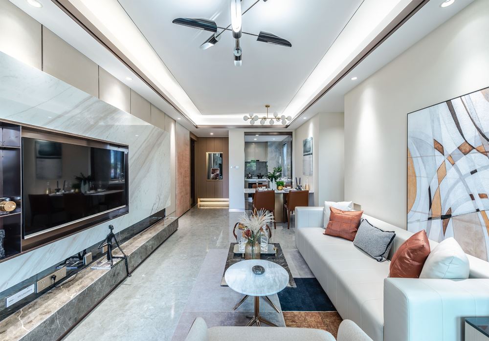 佛山市建投綠地璀璨天城輕奢風(fēng)格三居室裝修案例