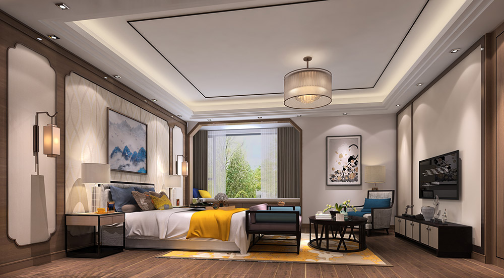新中式風(fēng)格別墅裝修效果圖-東逸灣翠河澗四居190平米-次臥 新中式風(fēng)格別墅裝修效果圖-東逸灣翠河澗四居190平米-次臥