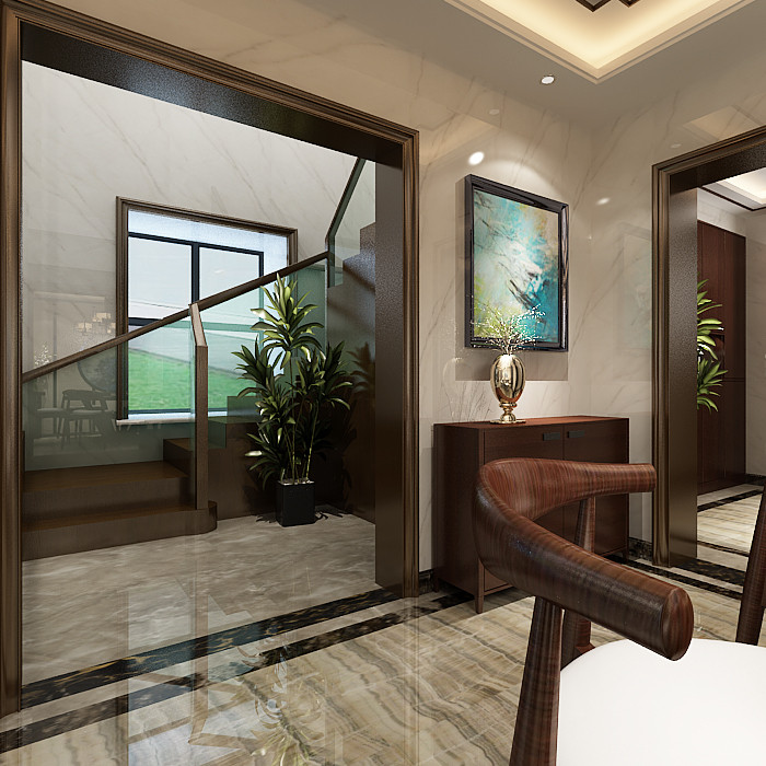 新中式風(fēng)格別墅裝修設(shè)計效果圖-海琴水岸別墅365平米-別墅裝修設(shè)計樓梯間 新中式風(fēng)格別墅裝修設(shè)計效果圖-海琴水岸別墅365平米-別墅裝修設(shè)計樓梯間