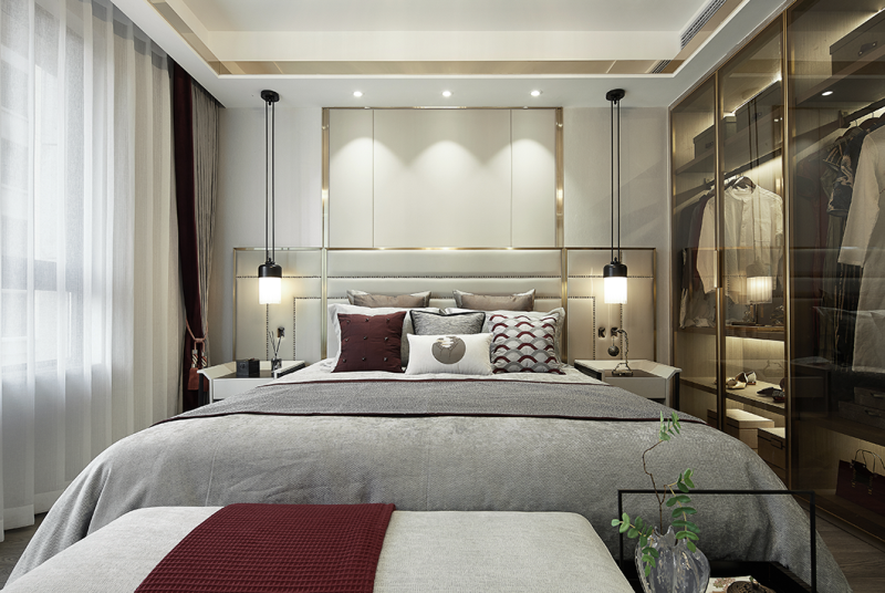 現(xiàn)代新中式風格室內(nèi)設(shè)計家裝案例-主臥 現(xiàn)代新中式風格室內(nèi)設(shè)計家裝案例-主臥