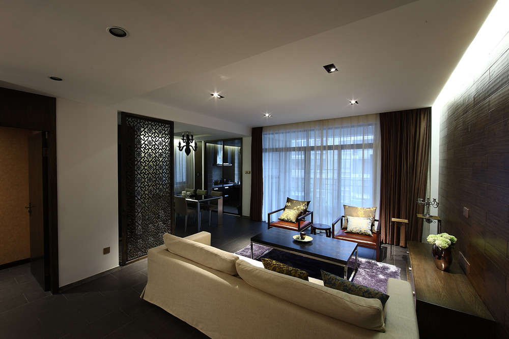 無錫市融創(chuàng)玉蘭公館新中式風格二居室裝修案例