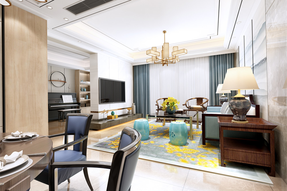 柳州101-200平米新中式風(fēng)格東方名都室內(nèi)裝修設(shè)計(jì)案例