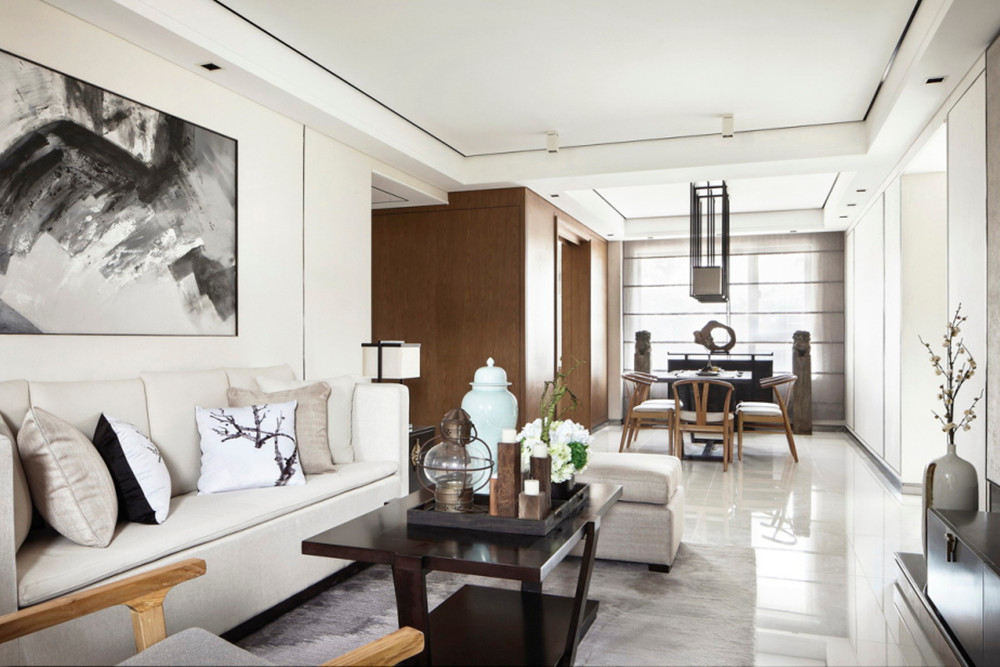 廣州市遠(yuǎn)洋招商保利東灣新中式風(fēng)格三居室裝修案例