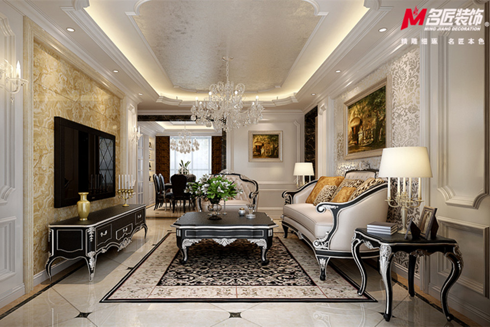 合肥市中海橙郡歐式風(fēng)格四居室裝修案例