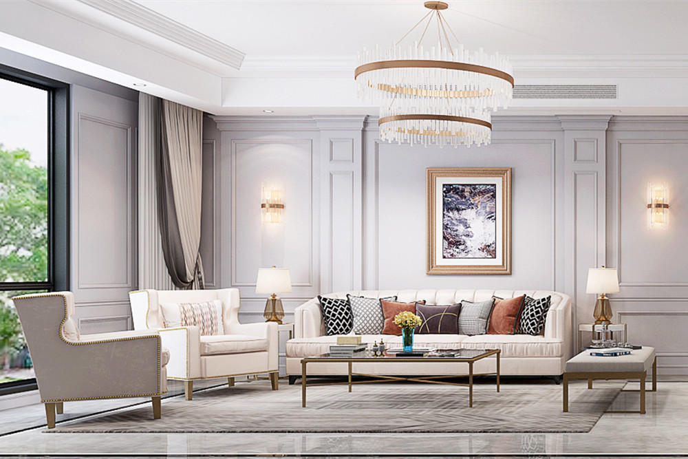 嘉興市翡翠公館美式風格四居室裝修案例