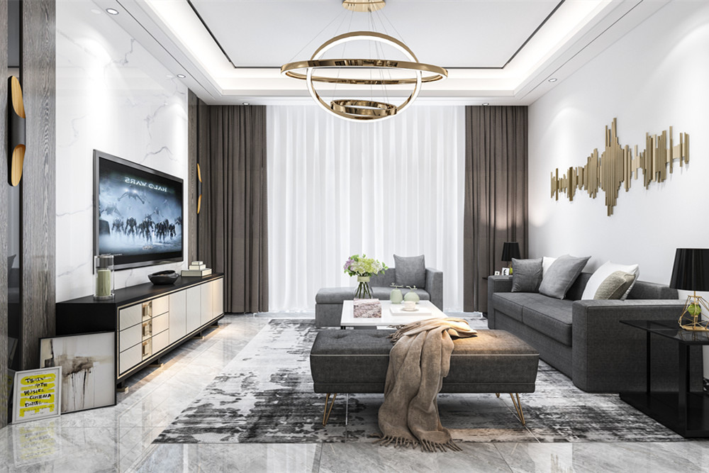 中山市唯美嘉園輕奢風(fēng)格三居室裝修案例