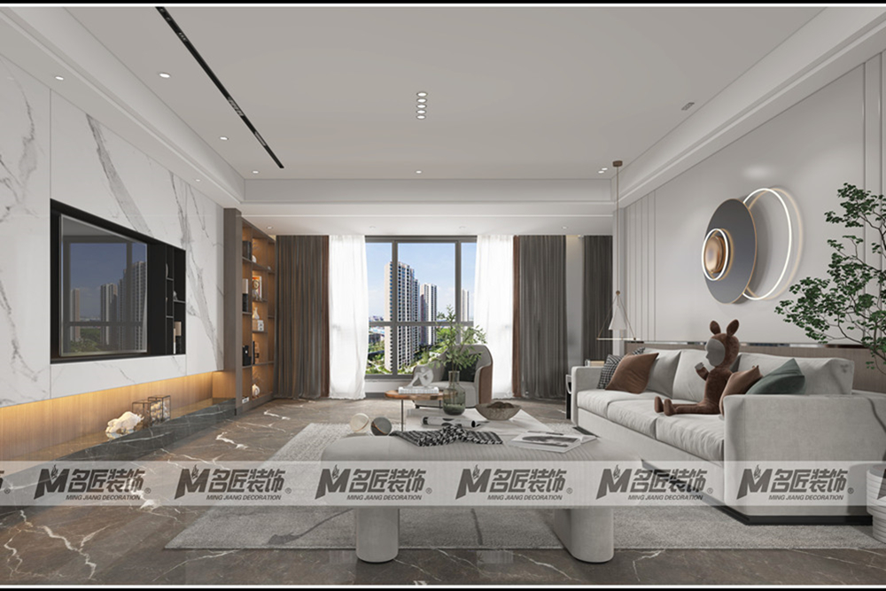 湖州市綠城曉荷江南現(xiàn)代簡約風格平層裝修案例