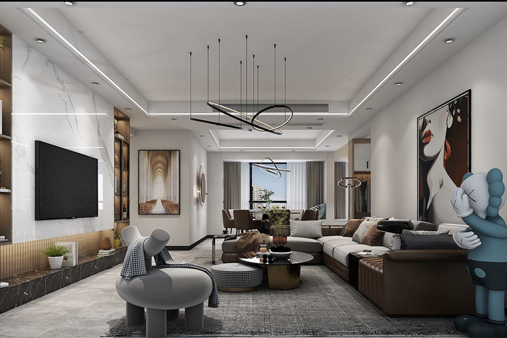 云浮市筠州華府現(xiàn)代簡約風(fēng)格三居室裝修案例