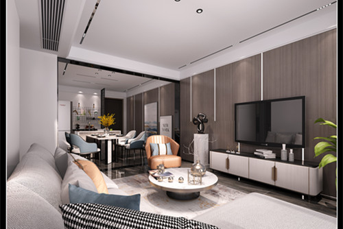 玉林市凱旋世紀(jì)廣場輕奢風(fēng)格三居室裝修案例