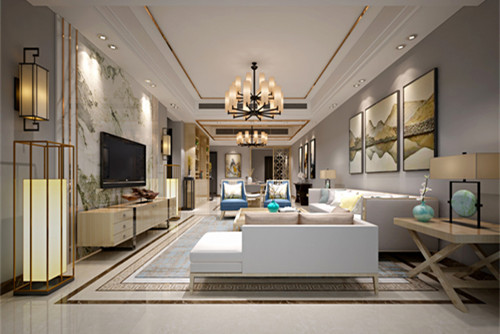 梧州市聚豐園小區(qū)新中式風(fēng)格三居室裝修案例