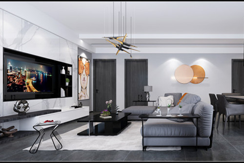 德陽(yáng)市濱河公寓現(xiàn)代簡(jiǎn)約風(fēng)格三居室裝修案例