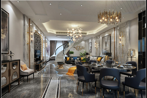 德陽市黎康&middot;塞納灣輕奢風格三居室裝修案例