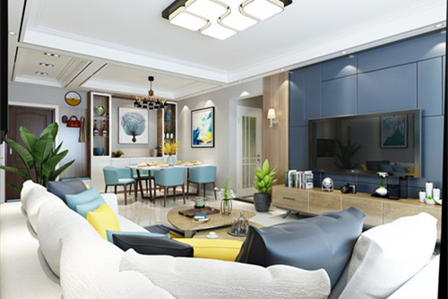 泰州市濱江國際輕奢風(fēng)格三居室裝修案例