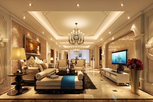 佛山市保利清能和府歐式風格三居室裝修案例