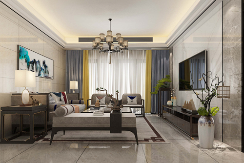 廣州市新世界花園新中式風(fēng)格四居室裝修案例