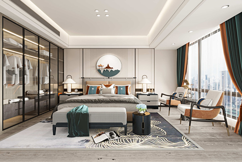 汕頭市天合名門豪庭新中式風(fēng)格四居室裝修案例