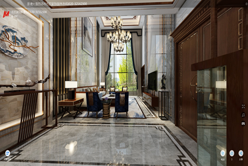 廣州市遠洋招商保利東灣新中式風格復式裝修案例