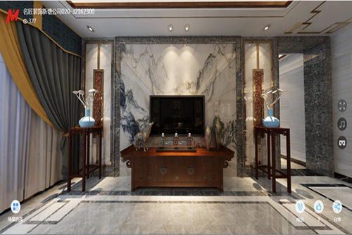 廣州市華遠云和墅新中式風格五居室裝修案例