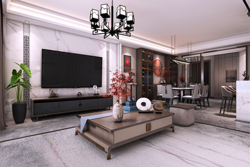 中山市奕翠園新中式風格三居室裝修案例