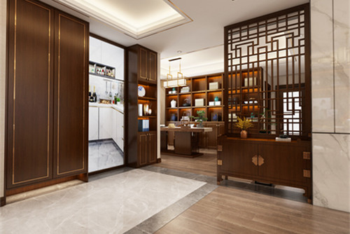 中山市海倫灣新中式風(fēng)格五居室裝修案例