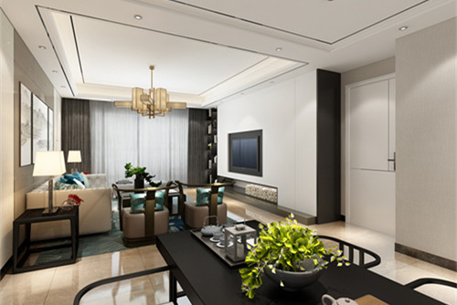 中山市阜沙自建房新中式風格四居室裝修案例