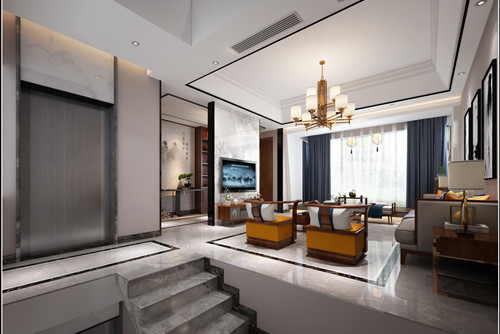 中山市敏捷紫嶺國際新中式風(fēng)格別墅裝修案例