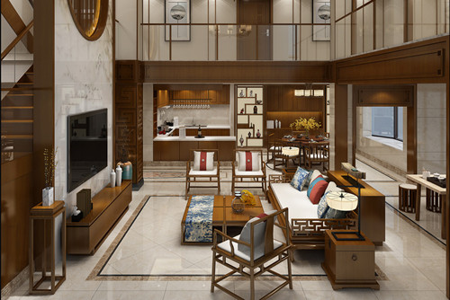 ?？谑泻ｖ纬切轮惺斤L(fēng)格別墅裝修案例