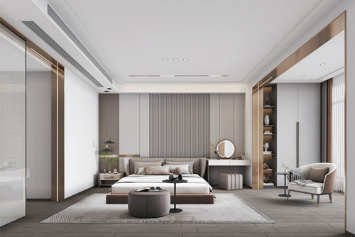 ?？谑心蠂崴钩莿e墅輕奢風格三居室裝修案例